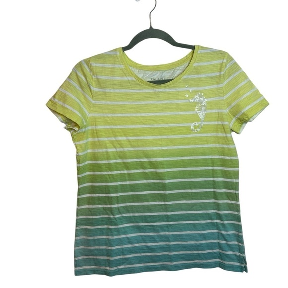 Talbots Tops - Talbots Striped Sequin Seahorse Cotton Tee